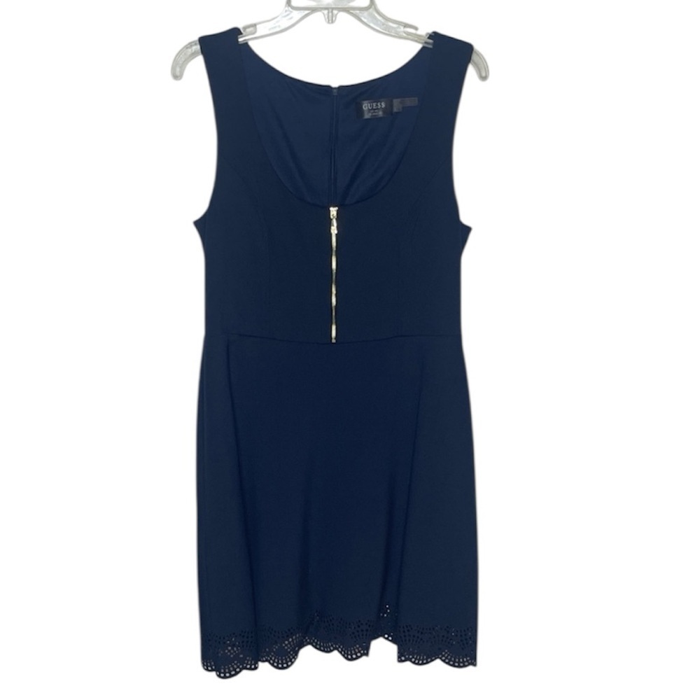 🆕 GUESS Navy Dress with scalloped trim Size 12